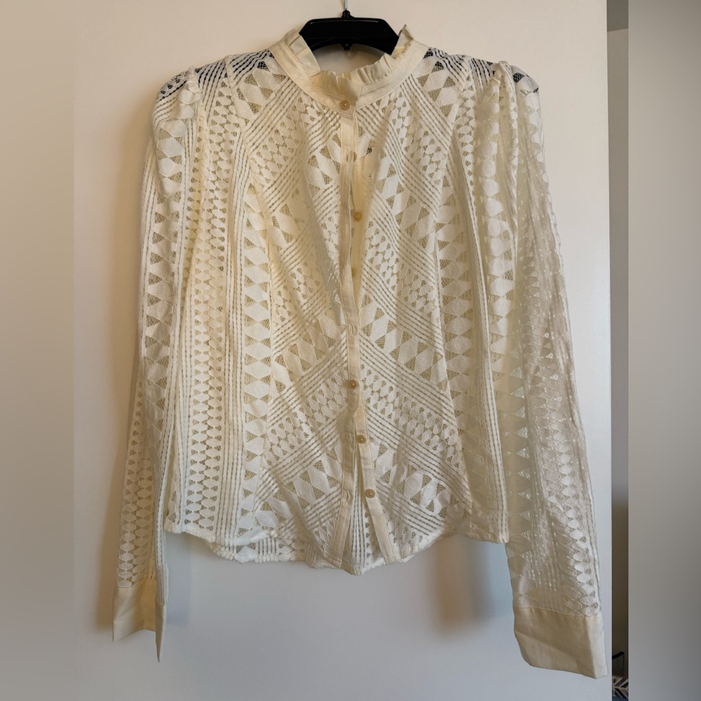 NWT Anthropologie button up lace blouse